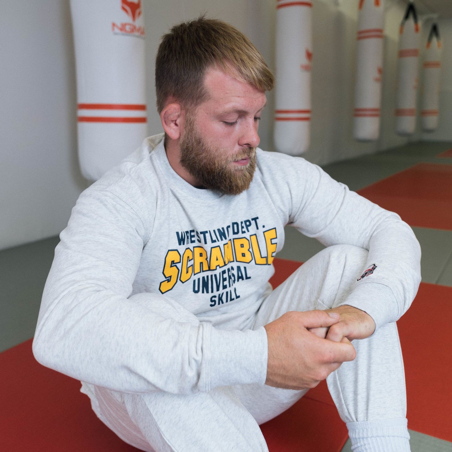 SCRAMBLE COLLEGIATE WRESTLING SWEATSHIRT – FRESHMAN GREY
