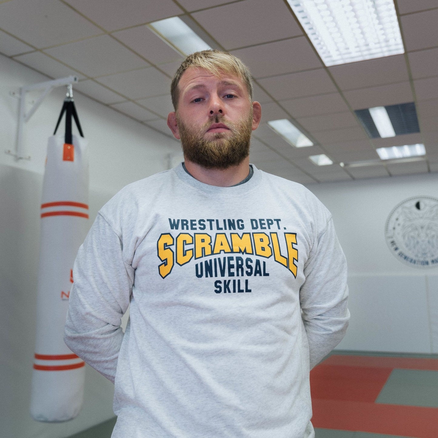 SCRAMBLE COLLEGIATE WRESTLING SWEATSHIRT – FRESHMAN GREY