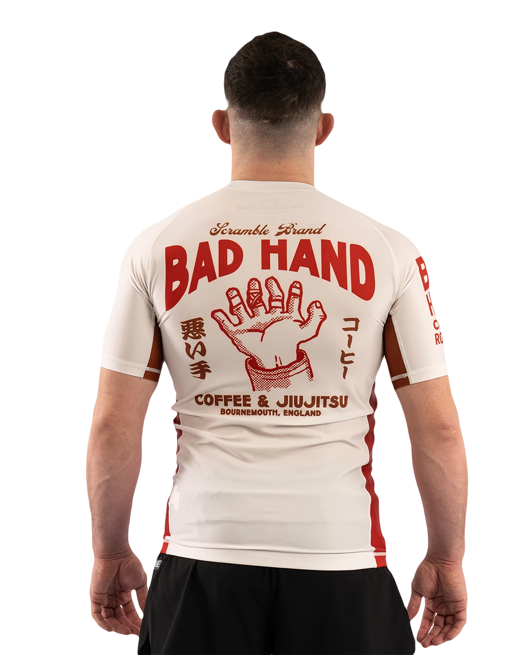 SCRAMBLE X BAD HAND COFFEE RASHGUARD – WHITE